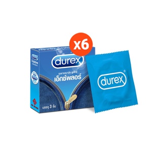 Durex ดูเร็กซ์ เอ็กซ์พลอร์ ถุงยางอนามัยแบบมาตรฐาน ผิวเรียบ ถุงยางขนาด 52.5 มม. 3 ชิ้น x 6 กล่อง (18 ชิ้น) Explore Condom