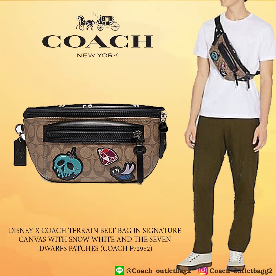 DISNEY X COACH TERRAIN BELT BAG IN SIGNATURE CANVAS WITH SNOW WHITE AND THE SEVEN DWARFS PATCHES (CO