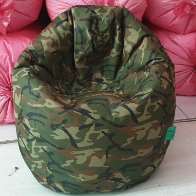 บีนแบคโซฟาเม็ดโฟม [พร้อมส่ง] Bean Bag เก้าอี้เม็ดโฟม-เก้าอี้ BeanBag ทรงหยดน้ำ ผ้าไนล่อน PVC Ø80cm size: S- สีลาย