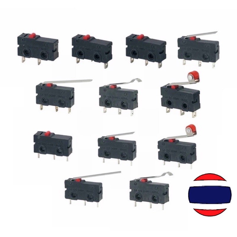 ลิมิต สวิตซ์ สวิทซ์ Mini Micro Limit Switch NO NC 3 Pins PCB Terminals SPDT 5A 125V 250V 28mm Roller