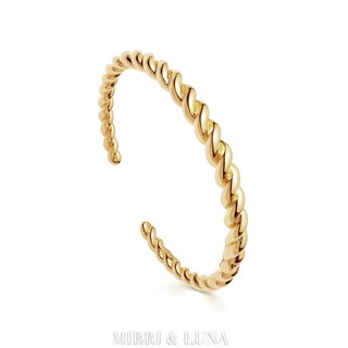 กำไลทองคู่  Gold Molten Bangle Cuffs