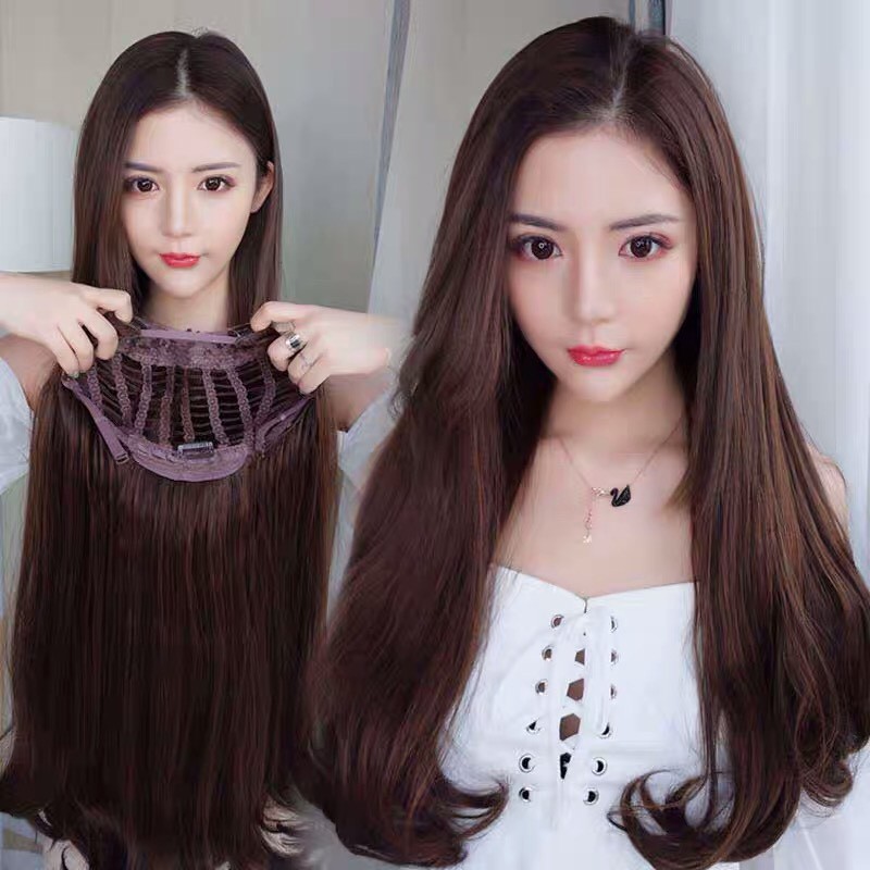 วิกผม🌹 วิกผมครึ่งหัว ฮาฟวิกตัวU ผมตรงยาว60CM กับ 40CM ปลายงุ้มเข้าผมเกาหลีไหมด้านอย่างดี สวยตามภาพ100% สินค้าส่งในไทย