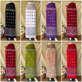 ♦️ผ้าถุงสำเร็จ ลายข้าวหลามตัด ผ้าฝ้าย สีขาว สีฟ้า ผ้าถุงเชือกผูกใส่ไปวัด