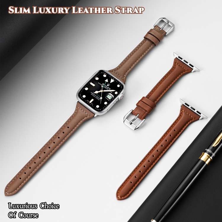 สายนาฬิกาข้อมือหนัง หรูหรา สําหรับ Smart Watch Series 7 8 ultra SE 6 5 4 3 2 Iwatch 41 มม. 45 มม. 49 มม. - รูปที่ 2