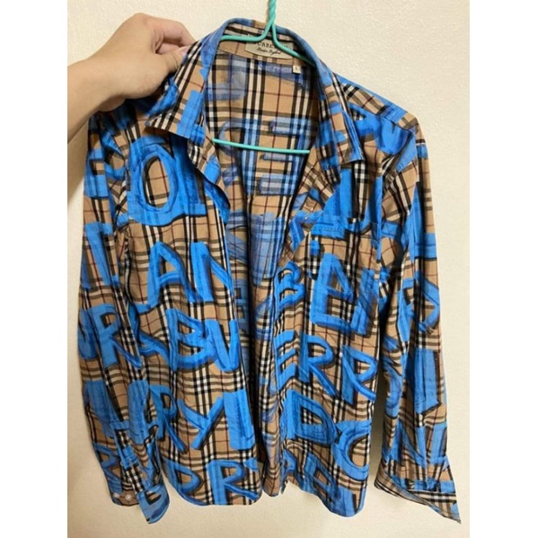 burberry​ shirt​ graffiti​ blue | Shopee Thailand