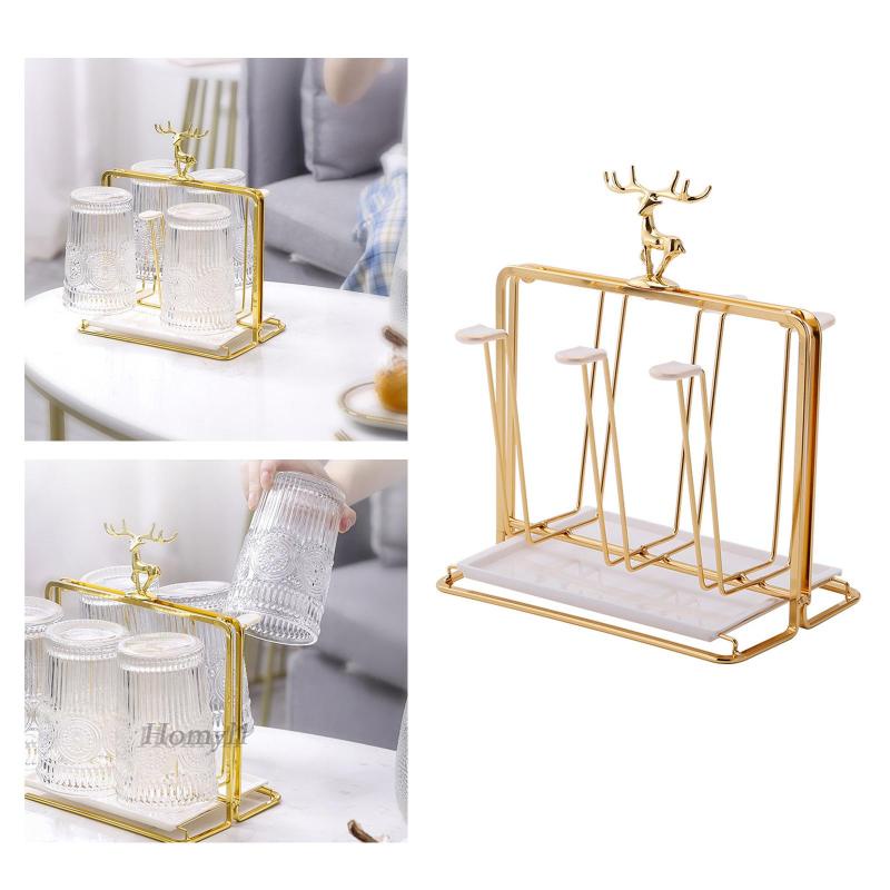 [HOMYL1]Speed ​​delivery Mug Drying Rack Holder Display Stand Golden for Cup Decoration