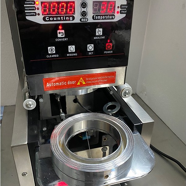 A08 เครื่องซีลฝาแก้ว รุ่นอัตโนมัติทั้งระบบ เลื่อนฟิล์ม เลื่อนถาด ซีลแก้ว นับแก้วอัตโนมัติ มือสอง #9