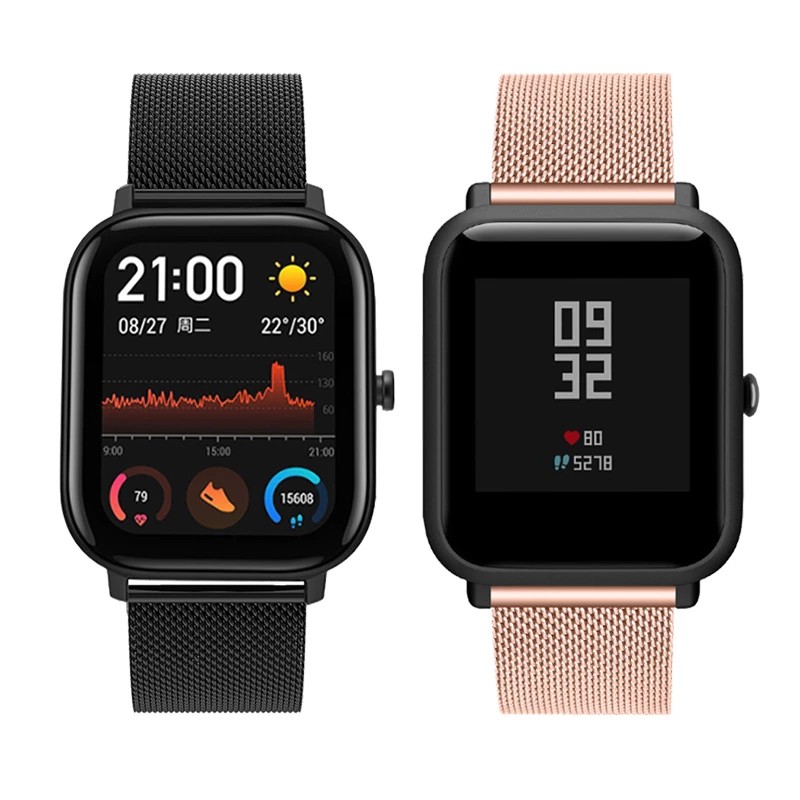 สายนาฬิกาข้อมือโลหะ Milanese สําหรับ Xiaomi Huami Amazfit Bip / Gts / Gtr 42 มม .