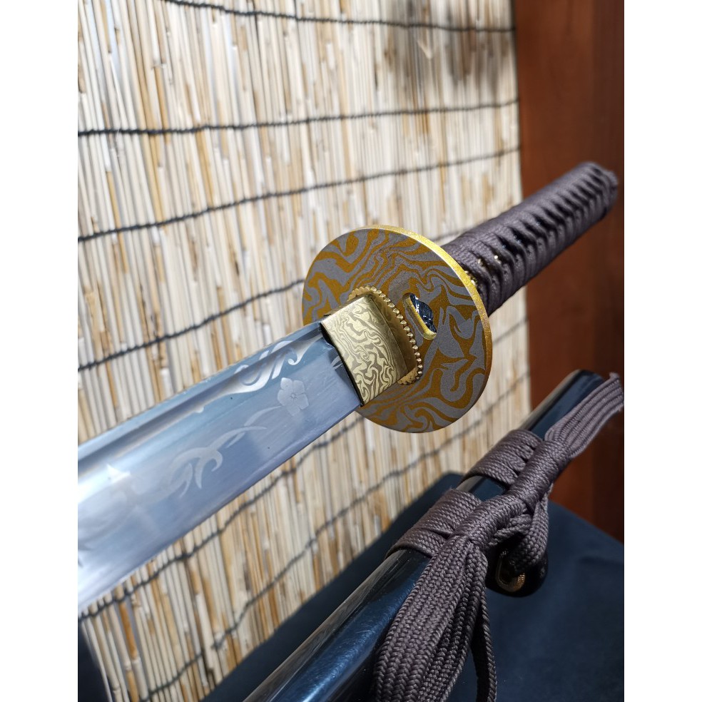 ดาบซามูไร คาตานะ Samurai Katana 1060 High carbon ใบดาบลายดอกไม้ ...