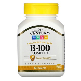 (พร้อมส่ง) 21st Century B-100 Complex Prolonged Release 60 Tablets