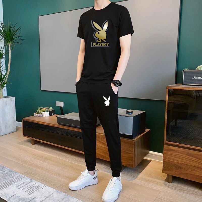 *BK220+KU286*ชุดเซ็ทแฟชั่นเกาหลี ชุด2ชิ้น เสื้อยืดแขนสั้น+กางเกงขาจั๊มทรงออกกำลังกาย ใส่ได้ทั้งหญิงและชาย*ปลีก-ส่ง*