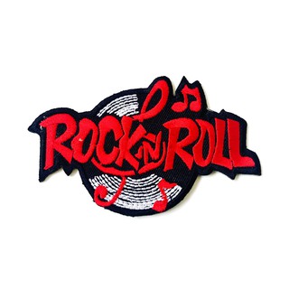 ตัวรีดติดเสื้อ Rock N Roll ร็อก มิวสิค ร็อกเกอร์ สีแดง ไบค์เกอร์ งานเท่ห์ๆ ตัวรีด (Size M) อาร์มรีด อาร์มรีดติดเสื้อ