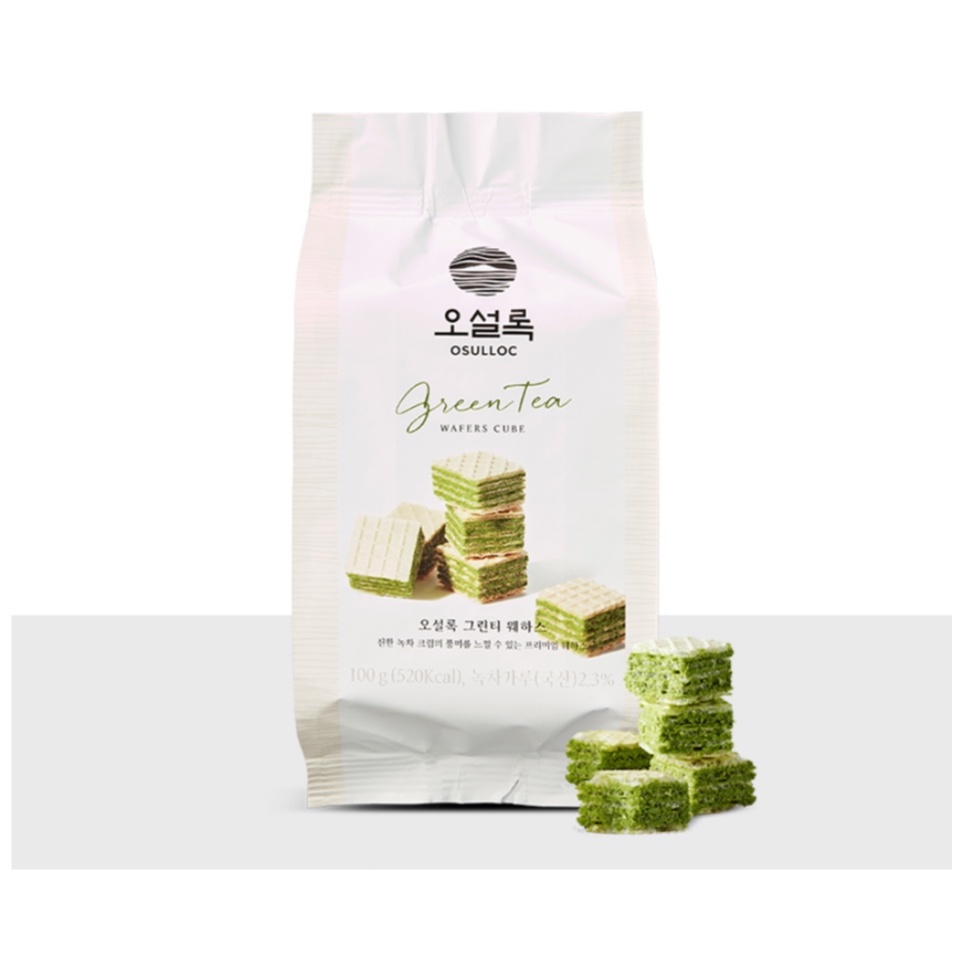 พรอมสง ขนมเวเฟอรชาเขยว osulloc green tea wafer cube 100 g