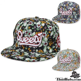 หมวก HipHop Sweety Cap ลายดอก รุ่น.F5Ah47-0131 แบรนด์ iDenGo