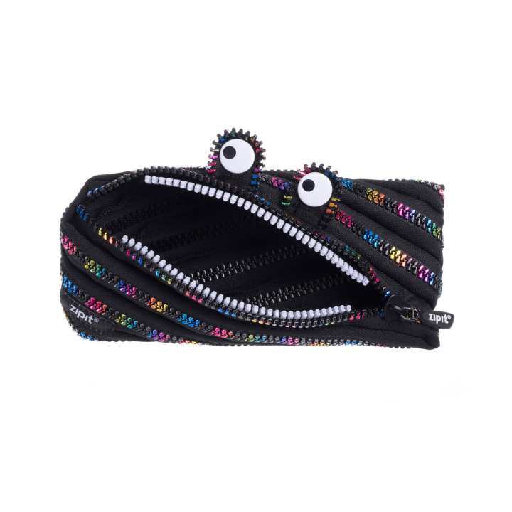 ZIPIT Monster Pouch In Black and Rainbow Color Zipper กล่องดินสออเนกประสงค์สําหรับทุกวัย