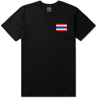 เสื้อยืดสีขาวประเทศไทยเสื้อยืดลำลอง Kings Of NY Thailand Flag Country Chest T-Shirt Thailand Sports T-shirtS-4XL