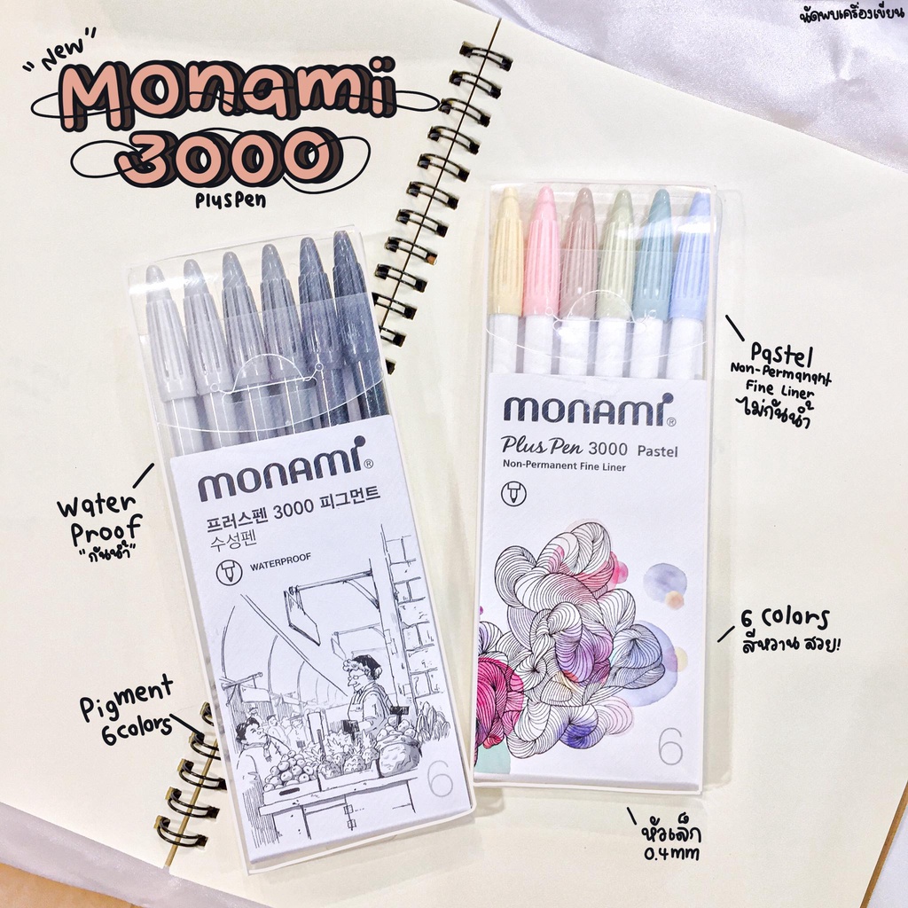 Monami ชุดปากกาสีน้ำ รุ่น PlusPen 3000 6สี/เซ็ต