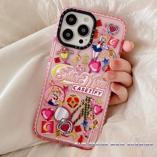 เคสโทรศัพท์มือถือแบบนิ่ม กันกระแทก ลายการ์ตูนเซเลอร์มูนน่ารัก สีชมพู เรืองแสง สําหรับ iPhone 13 12 11 Pro MAX IX XS MAX XR i7 8 Plus