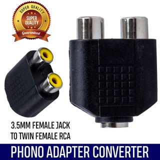 3.5mm 1 Female Jack Socket to 2-Twin Female RCA Phono Adapter Converter