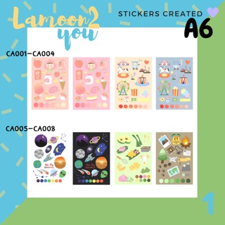 สติกเกอร์ไดคัท Sticker Die-Cut A6 ลายน่ารัก แผ่นละ35฿ 3แผ่น100฿