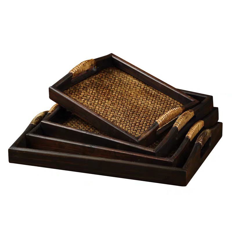 THAILUCKY ถาดไม้ เสิรฟอาหาร สี่เหลี่ยม หูโค้ง โค้งสาน มี 6 ขนาดให้เลือก - รูปที่ 7