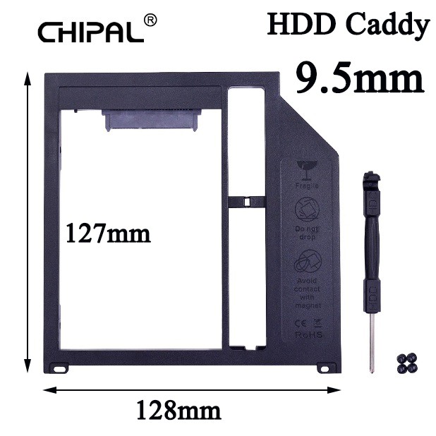 HDD Caddy 9.5mm Plastic Optibay SATA 3.0 Hard Disk Drive Box Enclosure 2.5 SSD Case DVD Adapter 2TB 
