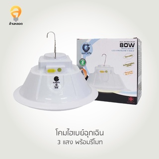 โคมไฮเบย์ฉุกเฉิน (3 แสง พร้อมรีโมท) 80 W IWC-EMER-HIB-REMOTE-80W-WH+WW