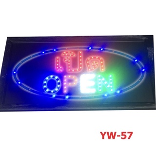 ป้ายไฟLED เปิด open ป้ายไฟสำเร็จรูป ขนาด48*25 ซม. อักษร ตกแต่งหน้าร้าน LED SIGN ข้อความ