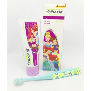 ยาสีฟันฟลูโอคารีล เกิร์ล บิ๊กทีธ ขนาด 65กรัม แถมฟรี! แปรงสีฟัน Fluocaril Big Teeth Disney Princess