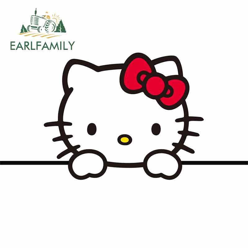 EARLFAMILY 13 ซม.x 6.8 ซม.สําหรับการ์ตูน Hello Kitty รถสติกเกอร์รถจักรยานยนต์ Decal หน้าต่างกันชนรถจัดแต่งทรงผม