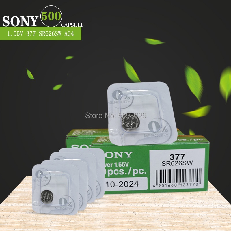 500PC FOR SONY Original Single grain packing 1.55V AG4 377A 377 LR626 SR626SW SR66 LR66 Button Cell 