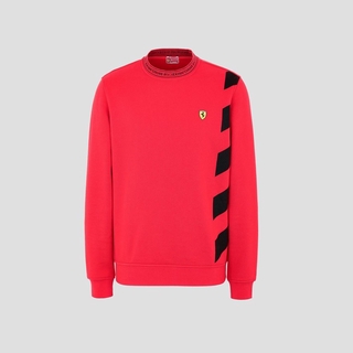 FERRARI เฟอร์รารี่ เสื้อสเวตเตอร์ รุ่น MEN STRIPES C-NECK SWEATER RED