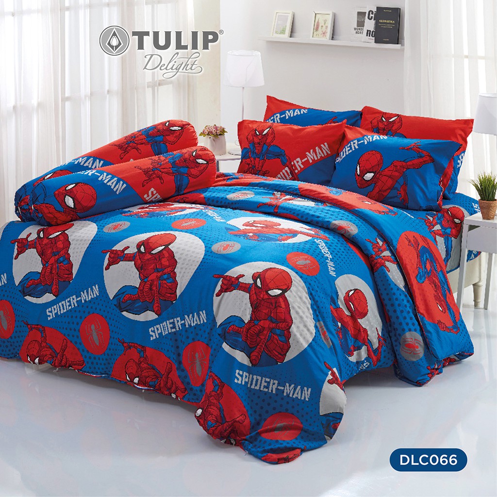 TULIP ชุดเครื่องนอน ผ้าปูที่นอน ผ้าห่มนวม รุ่นTulip Delight ลิขสิทธิ์การ์ตูน Spider man ลาย DLC066
