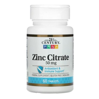 KETO *คีโต* 21st Century Zinc Citrate, สังกะสี ซิงค์ ซิเตรต 50 มก. 60 เม็ด