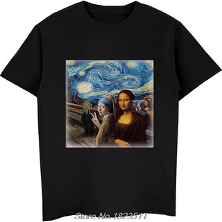 ผ้าฝ้ายแท้ เสื้อยืด ผ้าฝ้าย พิมพ์ลาย Mona Lisa Starry Knight Art สไตล์ฮาราจูกุ สําหรับผู้ชาย WE231FDS21326S-5XL