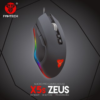 FANTECH Optical Macro Key RGB Gaming Mouse X5s Zeus Mode ไฟ RGB ที่มีมากถึง 11 Modeสามารถกดเปลี่ยนที่ตัวเมาส์ ประกัน 2ปี