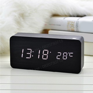 EDWING Wood Clock นาฬิกาปลุก Led พร้อมฟังก์ชั่นวัดอุณหภูมิ แบบไม้ USB/AAA
