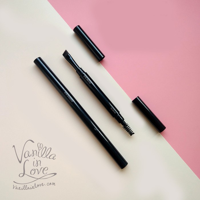 SB06 แปรงเขียนคิ้ว Eyebrow Brush  สองด้าน ขนาดพกพา สีดำ พร้อมปลอก
