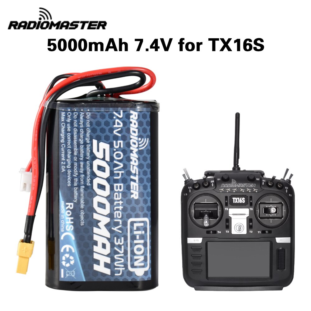 [แบตเตอรี่ 2เซล] RadioMaster 5000mah 7.4V 2S 37wh JST-XH And XT30 Plug For TX16S TX18S TX12 Zorro Bo