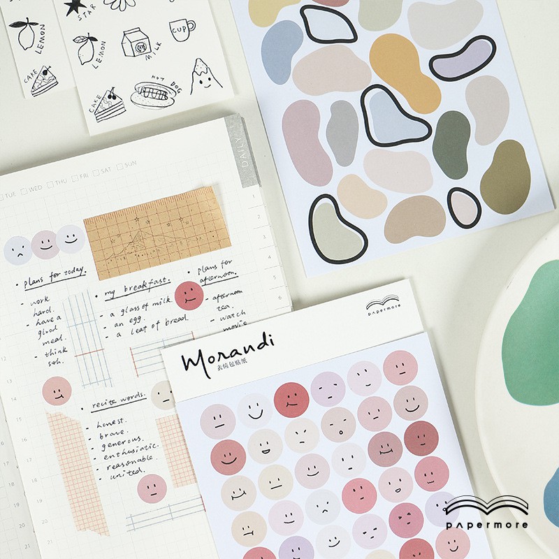 Ohaya丨2 แผ่น Morandi Series Kawaii สติกเกอร์ Custom Flakes Scrapbooking สติกเกอร์ DIY ไดอารี่อัลบั้ม Stick Label น่ารักปิดผนึกสติกเกอร์เครื่องเขียน