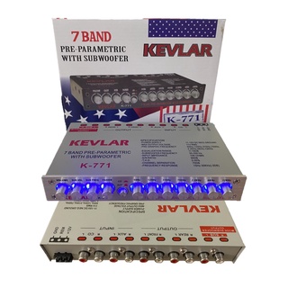 ปรีแอมป์รถยนต์ ปรีแอมป์ 7แบนด์ PRE-AMP KEVLAR รุ่น K-771 สีเงิน