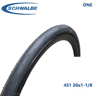 ยางนอก SCHWALBE ONE 20x1 1/8 (451) ขอบลวด สีดำ และขอบแก้ว