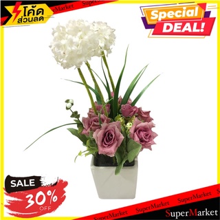 กระถางอัลเลี่ยมขาวกุหลาบปากเป็ด ฟ้าและดอกไม้ สีขาว ต้นไม้ประดิษฐ์ ARTIFICIAL WHITE ALLIUM AND ROSES IN POT FAHLAEDOKMAI