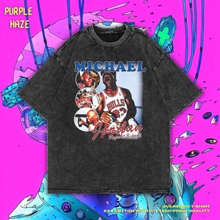 เสื้อยืด ขนาดใหญ่ พิมพ์ลาย Haze Michael Jordan สีม่วง | หินล้างทําความสะอาด | เสื้อยืด พิมพ์ลาย Michael Jordan | เสื้อเช