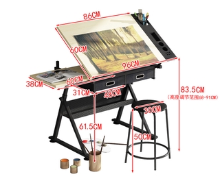 Art drawing table Studio Designs with Folding Shelf Top Adjustable ...