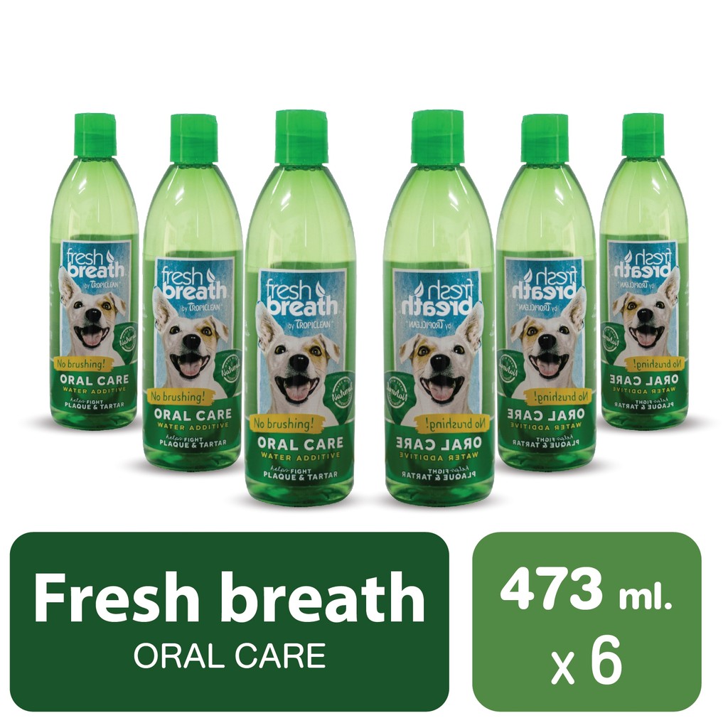Tropiclean Water Additive ที่ผสมน้ำ ลดคราบหินปูน สุนัข ลดกลิ่นปาก สำหรับสุนัขและแมว (473 มล./ 6 ขวด)