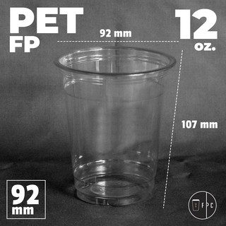 แก้วพลาสติก PET FP - 12oz. พร้อมฝา [50ชุด] Ø92