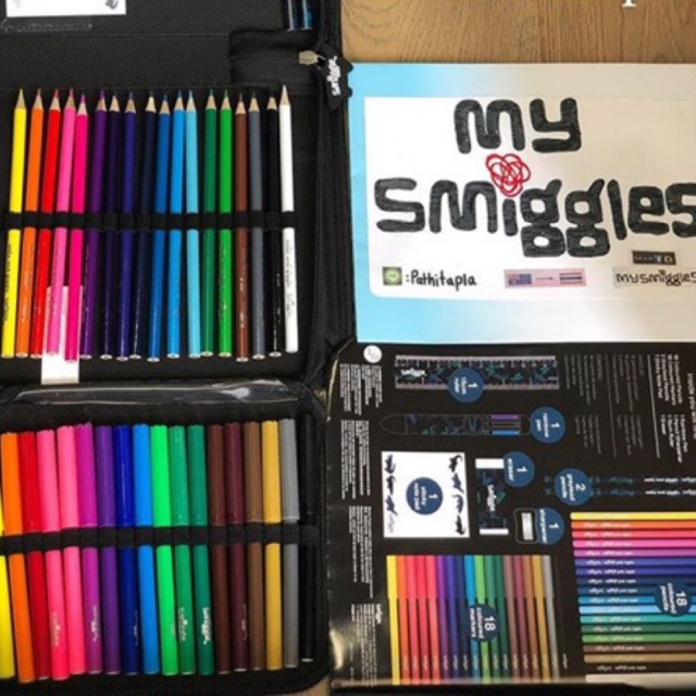 Smiggle ชุดกระเป๋าเครื่องเขียนและดินสอสี