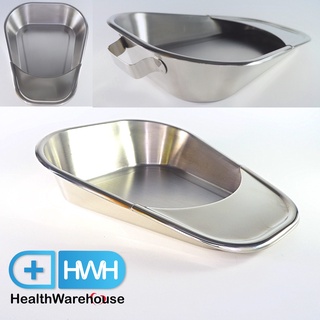 หม้อนอน หม้อนอนสแตนเลส นอนหลังหัก ลิ้นยาวสแตนเลส Adult Bedpan Bed Pan Stainless