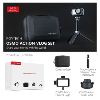 Pgytech 4 in 1 Vlog ชุดขาตั้งกล้อง ขนาดเล็ก กรงกล้อง ฮู้ดเลนส์ กระเป๋าเคส สําหรับ DJI OSMO ACTION